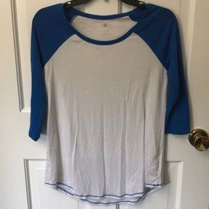 Blue and White 3/4 Sleeve T-Shirt
